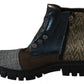 Multicolor Leather Suede Zipper Ankle Boots Shoes