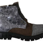 Multicolor Leather Suede Zipper Ankle Boots Shoes