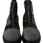 Multicolor Leather Suede Zipper Ankle Boots Shoes