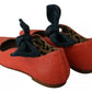 Orange Leather Bow Slip-on Loafers Ballet Flat Shoes