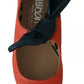 Orange Leather Bow Slip-on Loafers Ballet Flat Shoes