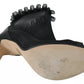 Black Leather Mesh Stiletto High Heels Peep Toe Boots Shoes