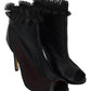 Black Leather Mesh Stiletto High Heels Peep Toe Boots Shoes