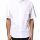 White Cotton Button Down Casual Men Polo Shirt