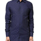 Blue Check Tartan GOLD Formal Dress Shirt