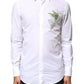White Cotton Peacock Feather GOLD Formal Shirt