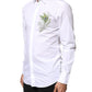 White Cotton Peacock Feather GOLD Formal Shirt