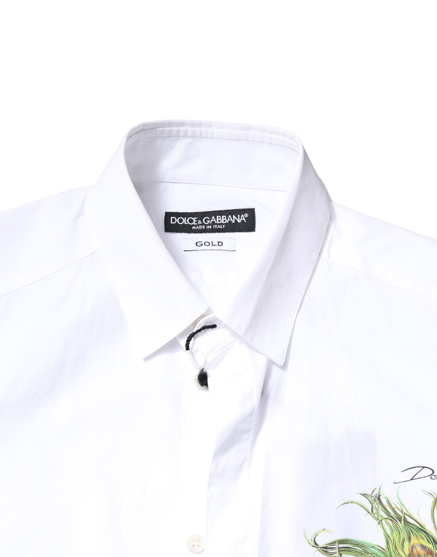 White Cotton Peacock Feather GOLD Formal Shirt