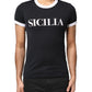 Black Sicilia Crew Neck Short Sleeve T-shirt