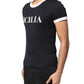 Black Sicilia Crew Neck Short Sleeve T-shirt