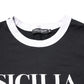 Black Sicilia Crew Neck Short Sleeve T-shirt