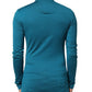 Blue Cotton Turtleneck Long Sleeves Sweater