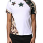 White Camouflage Stars Crew Neck T-shirt