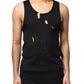 Black Cotton Rip Style Sleeveless Men Tank T-shirt