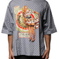Gray Polka Dot Pin-Up Print Crew Neck T-shirt