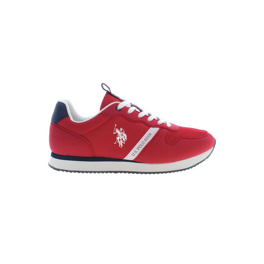 Red Polyester Men Sneaker