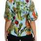 Vegetable Print Silk Top Extravaganza