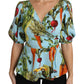 Vegetable Print Silk Top Extravaganza