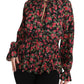 Elegant Black Floral Silk Shirt