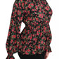 Elegant Black Floral Silk Shirt