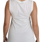 Elegant White Sleeveless Cotton Silk Shirt