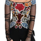 Elegant Floral Applique Long Sleeve Top