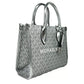 Mirella Signature Small Top Zip Tote Bag Silver