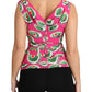 Sicilian Cake Print Sleeveless Silk Top