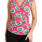 Sicilian Cake Print Sleeveless Silk Top