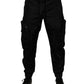 Black Nylon Cargo Jogger Men Sweatpants Pants