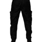 Black Nylon Cargo Jogger Men Sweatpants Pants