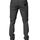 Gray Cotton Stretch Skinny Denim Jeans