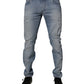 Blue Tattered Cotton Skinny Men Denim Jeans
