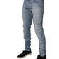 Blue Tattered Cotton Skinny Men Denim Jeans