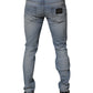 Blue Tattered Cotton Skinny Men Denim Jeans