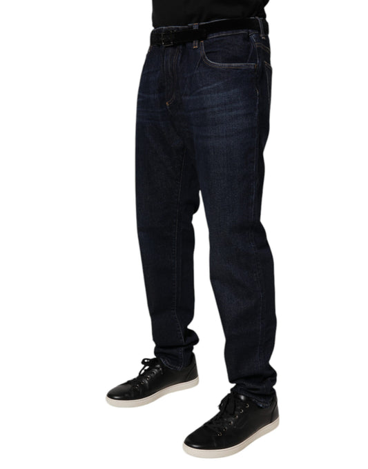 Dark Blue Cotton Stretch Skinny Denim Jeans