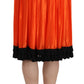 High-Waist Black & Orange Knee-Length Skirt