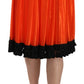 High-Waist Black & Orange Knee-Length Skirt