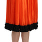 High-Waist Black & Orange Knee-Length Skirt