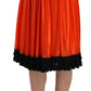 High-Waist Black & Orange Knee-Length Skirt