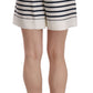 Elegant Striped Silk Shorts - High Waisted