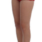 Glamorous Red Silk Floral Embroidered Shorts