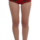 Glamorous Red Silk Floral Embroidered Shorts