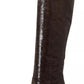 Brown Exotic Leather Heels High Boots Shoes