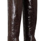 Brown Exotic Leather Heels High Boots Shoes