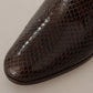 Brown Exotic Leather Heels High Boots Shoes