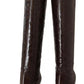 Brown Exotic Leather Heels High Boots Shoes