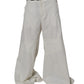 White Mid Waist Wide Leg Pants