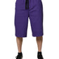 Purple Cotton Men Bermuda Sweatshorts Shorts