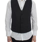 Elegant Gray Striped Wool Vest